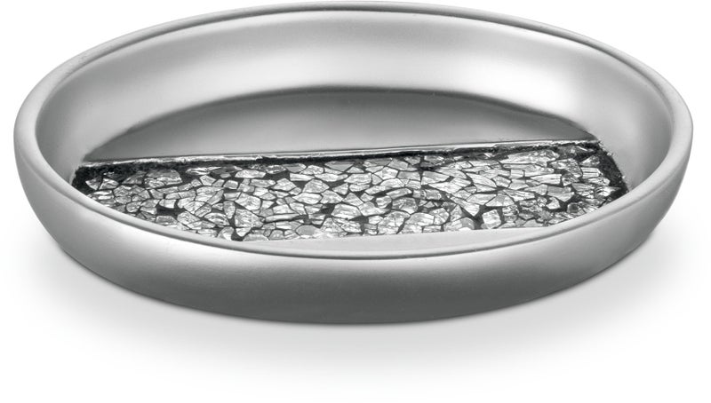 Creative Scents Silver Mosaic Soap Dish - Bathroom Bar Soap Holder - Decorative Dry soap Bar Holder for Shower  Vanity Sink  Bathtub - Durable Resin Designed bar Soap Dish (Silver - Gray) - Image 1
